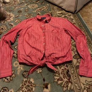 Ann Taylor red and white striped top